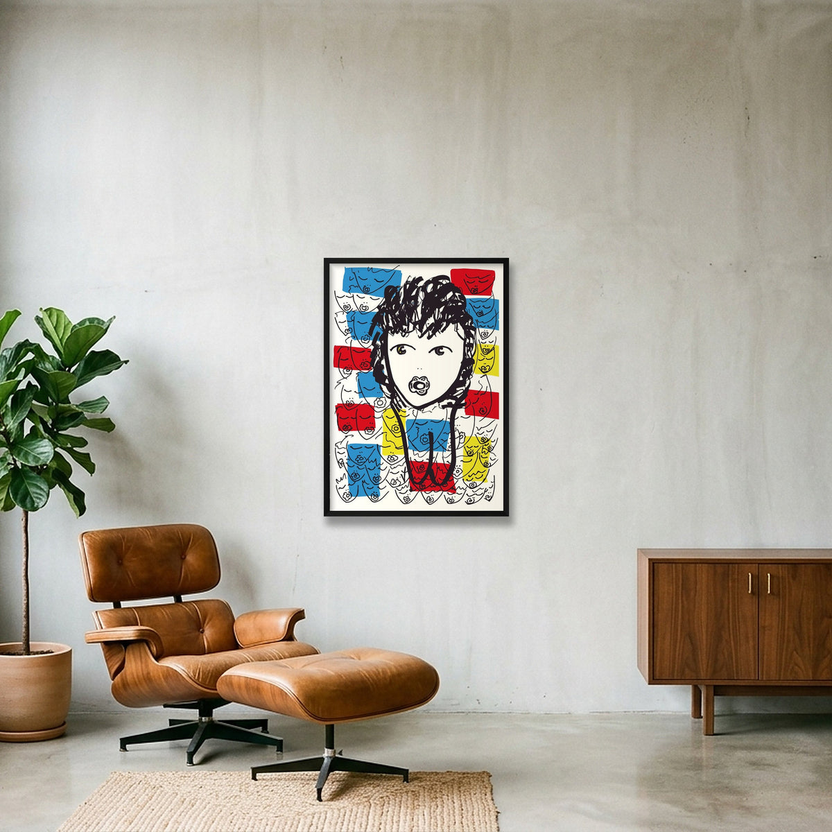 Les enfants du monde — 59×84cm, 23×33" Black Frame