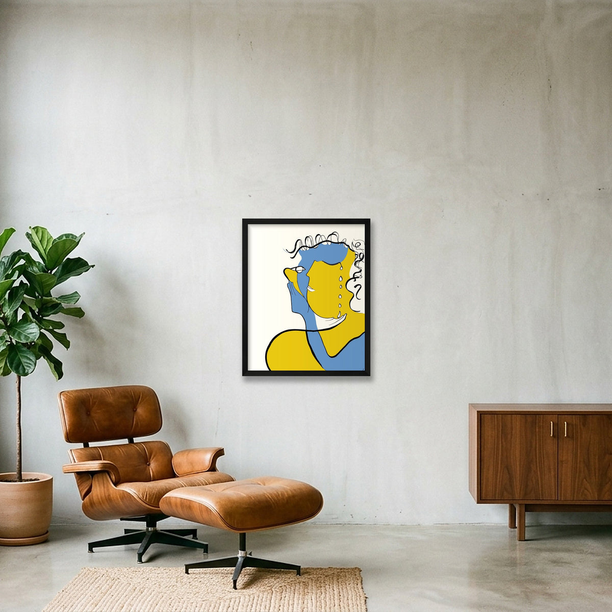 Bleu Jaune — 40×50cm, 16×20" Black Frame